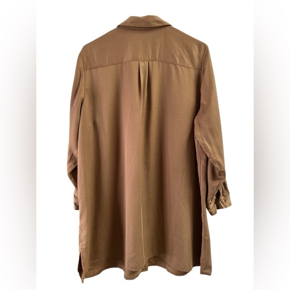 J Jill brown tunic roll tab long sleeve button down blouse - Picture 4 of 6